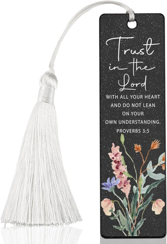 Christian Trust - Inspiring Bookmark, Inspirational Gift for Believers, Uplifting Gift for Spiritual Readers, Spiritual Bookish Present, Unique Floral & Scripture Design Bookmark, WCB63