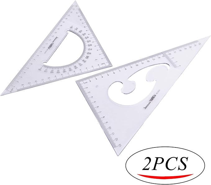 BronaGrand Large Triangle Ruler Square Set, 30/60 and 45/90 Degrees, Set of 2