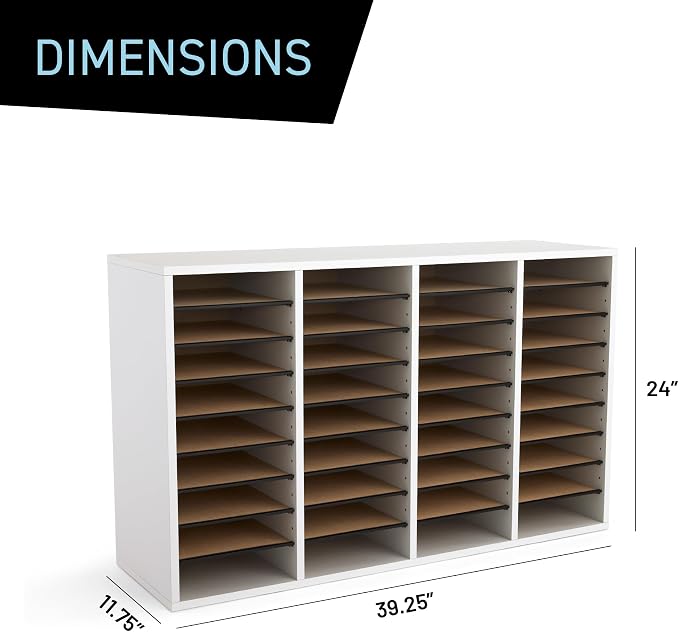 Safco Wooden Paper and Mail Organizer for Home Office and Classroom, Adjustable Shelves and Stackable