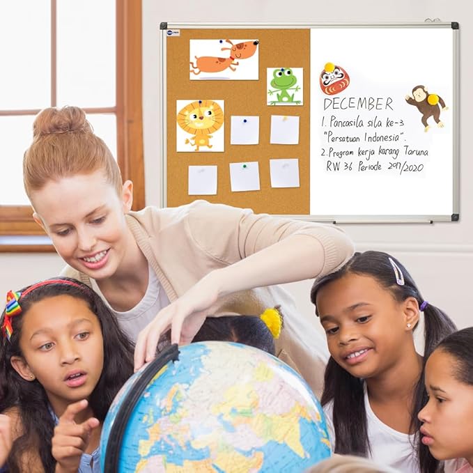 White Board and Cork Board Combo - 36 x 24 Inches Large Dry Erase Whiteboard and Bulletin Board, Magnetic Wall Pin Display Board for Home, Classroom & Office, 24"x36" Cork