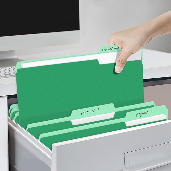 SUNEE File Folders, 150 Pack Manilla Folders 8.5 x 11, Colored File Folders Home Office School Supplies for Documents Files Paper, Green