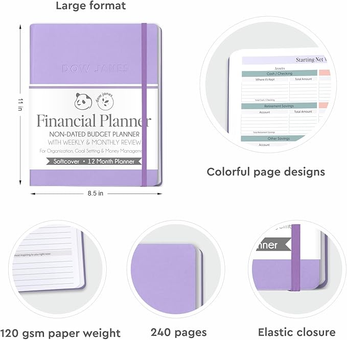 Dow Janes Planner Panda Planner Budget Planner 2026 Financial Planner – Monthly Budget Planner & Bill Payment Tracker, Expense Tracker Notebook, Budget Book, 8.5 x 11 Softcover Purple 120gsm