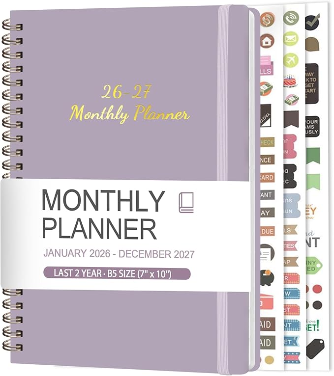 Monthly Planner 2026-2027, 2 Year Calendar 2026-2027 (Jan 2026 - Dec 2027), 7" x 10", 26-27 Monthly Calendar Planner, 24-Month Planning Book for Home School Office Supplies