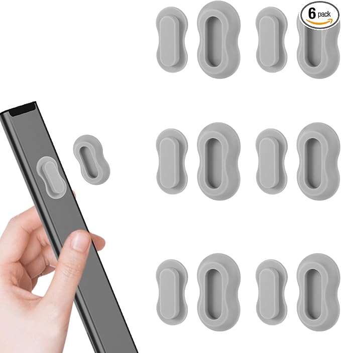 6pcs Magnetic Remote Control Holder, No Drill Wall Mount Silicone TV Remote Holder Self-Adhesive Universal Organizer Storage for Air Conditioner Fan Media AC RV Accessories (Grey)