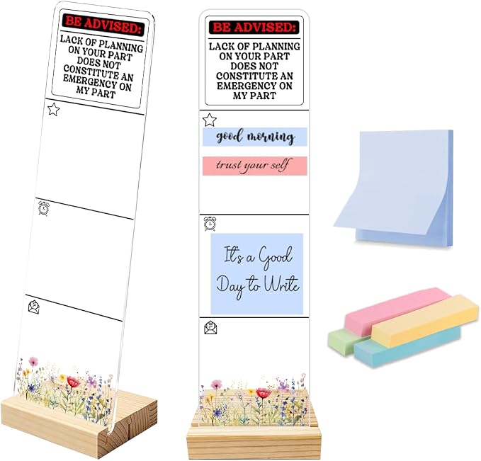 Sticky Note Holder Acrylic Monitor Memo Board Desk Organizers and Accessories Desk Decor Post It Note Holder with 200Pcs Sticky Notes Funny Office Warning Desk Sign