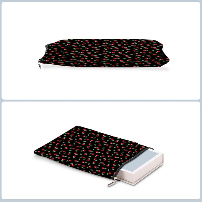 Cherries Decor Book Lovers Gifts Waterproof Book Sleeve Books Pouch Books Protector with Zipper and Front Pocket Bookish Gifts Cover Case for Women Girl Sister Reading Accessories Graduation