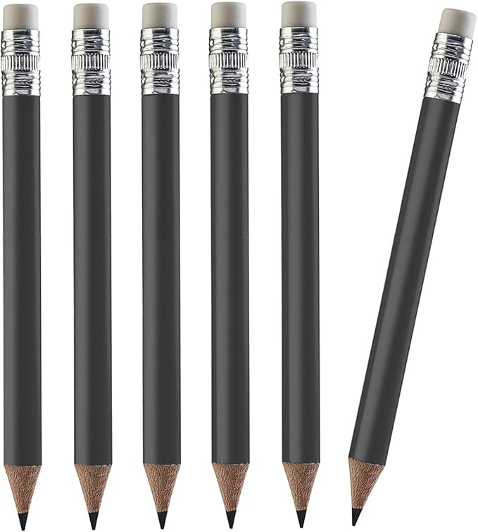 TH Golf Wood-Cased #2 Mini Pencils With Eraser, Pre-sharpened, HB Lead Bulk Box, 200 Count (Black)