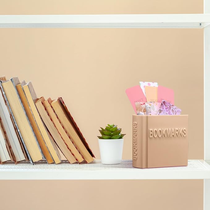 Honeydak 3D Printed Book Shaped Bookmark Holder Book Lover Gift Bookish Accessory Office Desk Supplies Funny Bookmark Accessories End of Year Gift for Teacher (Terracotta)