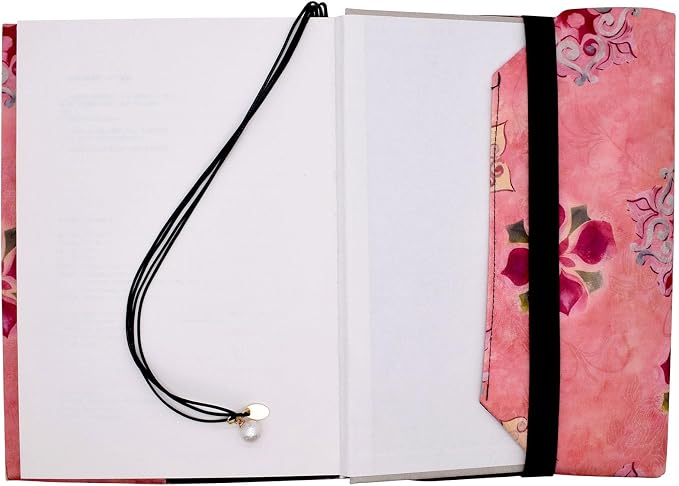 BLBMH 5.5x8.5 Fabric Bible Cover Non-Stretch | Built-in Bookmark | Handmade Washable Book Sleeve for Paperback Journal Privacy Reading Gift for Women - XC Pink