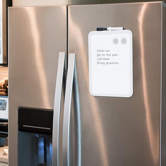 Magnetic Dry Erase Board for School Locker, 8.5" x 11", White-Framed with Marker and 2 Magnets - Small Whiteboard for School, Home, Office, Travel