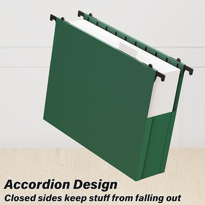 Ansook Plastic Hanging File Folders Letter Size, 3 inch Hanging Folders for Filing Cabniet, 6 Pack File Folders with Tabs, Hanging File Folder Organizers for School Office Home - Assorted Colors