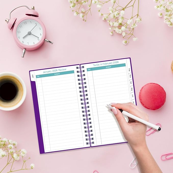 2026-2027 Monthly Planner - January 2026 - June 2027, Two Pages Per Month, 18 Monthly Calendar/Planner with Tabs, Strong Twin-Wire Binding, Inner Pocket, 3.75" x 6.5", Teal Flower