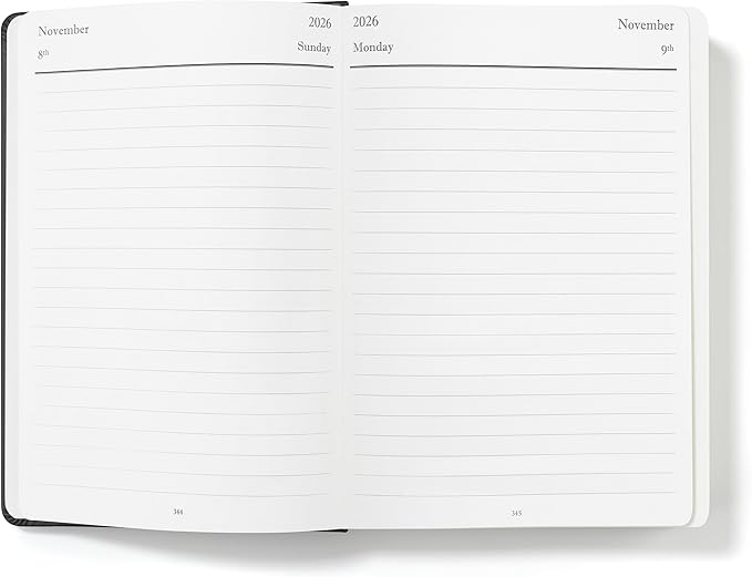 Wykeham's Executive 2026 Daily Journal Planner – US Public Holidays & Format – Customization Available (Personalized Black, 8.5" x 5.5")