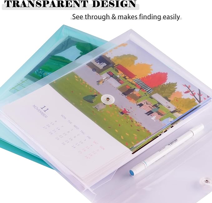 Legal Size Plastic Envelopes with String Tie Closure, 1-1/4" Expansion Clear Poly Envelope Side Loading File Folder Document Organizer for Legal Size Paper, Filing Folders, Office School Home (14)