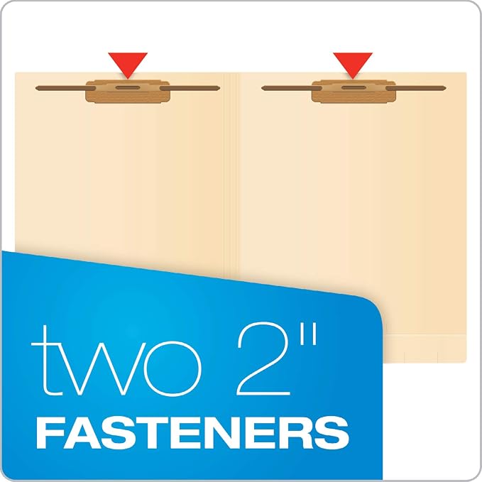 Pendaflex Manila End-Tab Fastener Folders, Letter Size, 2 Fasteners, Manila, Straight Cut, 50/BX (H10U13) (Pack of 5)