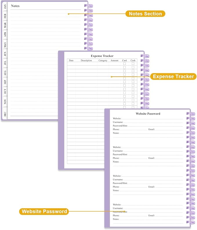 Planner 2026 - Weekly & Monthly Planner from January 2026 to December 2026, Agenda 2026 with Inner Pocket, Elastic Band, 6.4" x 8.5", Purple