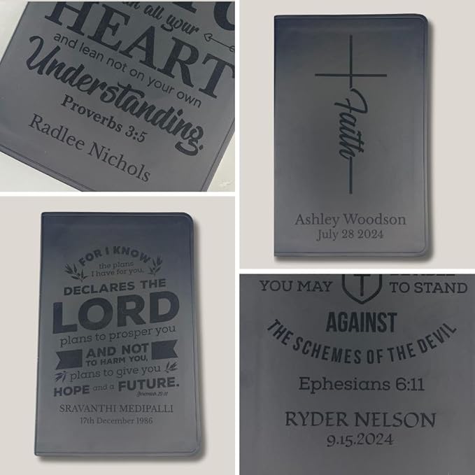 Personalized ESV Thinline Bible Large Print English Standard Version Faux Leather Holy Bible ESV with Custom Name, Date and Text | Custom Gift for Christian & Religious Celebrations | Black