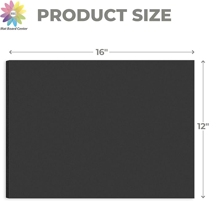 Mat Board Center, Pack of 5, 12X16 Foam Boards Acid Free Black Foam Core Boards for Mounting, Crafts, Display, Presentation and Projects, 3/16" Thick