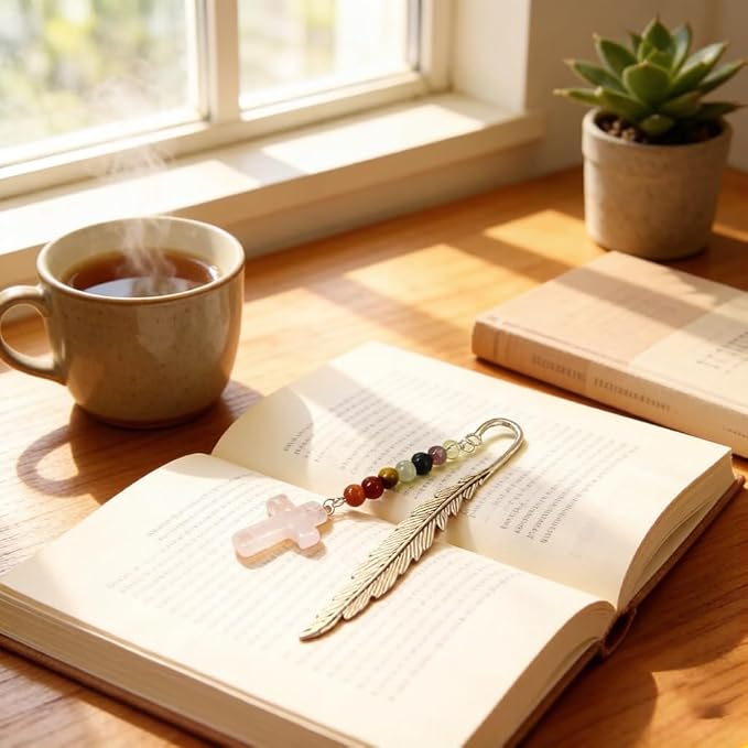 Metal Bookmark, Faith Cross Personalized Book Marks with Pendants, Pretty and Aesthetic Book Accessories Reading Gifts for Women Girls Boys