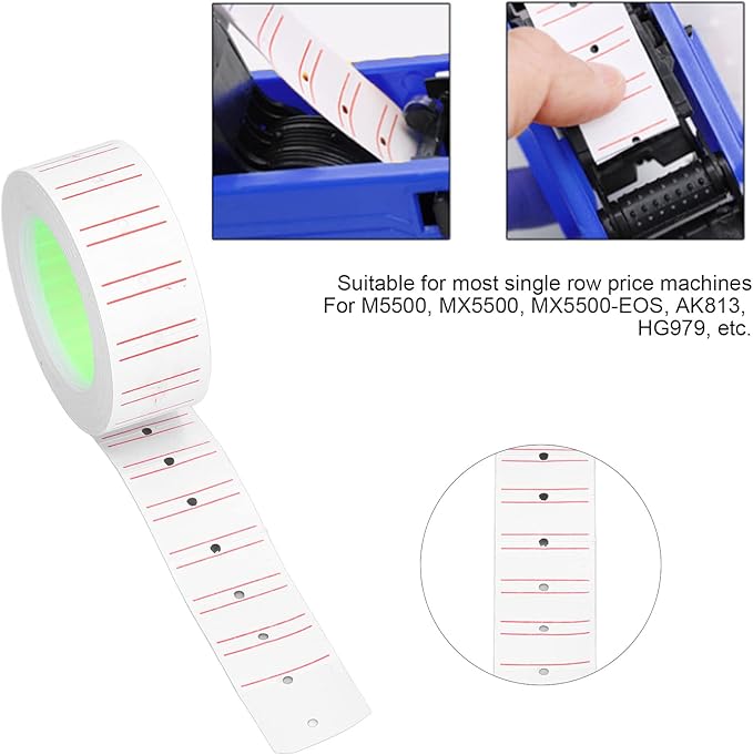 30 Rolls 15000Pcs Labels Price Stickers, Single Row Tag Paper White Pricemarker Machine Sticker for M5500, MX5500, AK813, HG979, 21x12mm