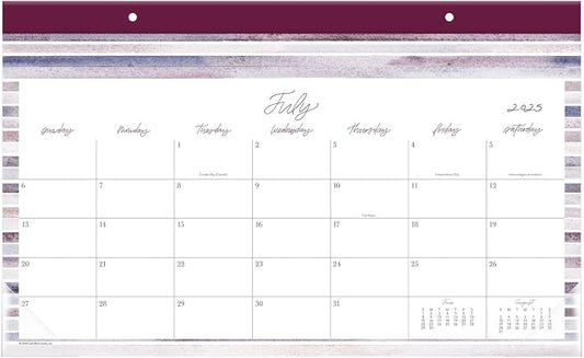 Cambridge Desk Calendar 2025-2026 Academic, Leah Bisch, Monthly Desk Pad, 17-3/4" x 11", Compact, Stripe (LB39-705A)