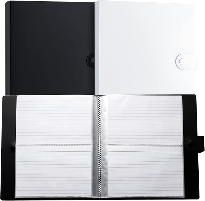 Geyee 2 Pcs 4 x 6 Inch Index Card Holder Binder Note Book Recipe Card Organizer Pouches Clear Plastic Sleeves Flashcard Filing Products with Divider for Office, Total 160 Page, Hold 320 Piece