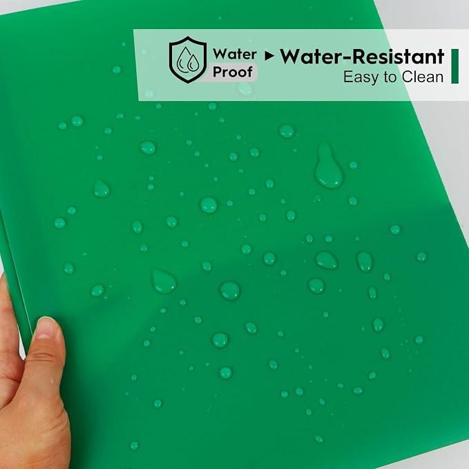 6-Pack Green Plastic Folders with Pockets and Prongs,2-Pocket Folders with 3 Fasteners, Holds US Letter Size Paper for School/Office/Home
