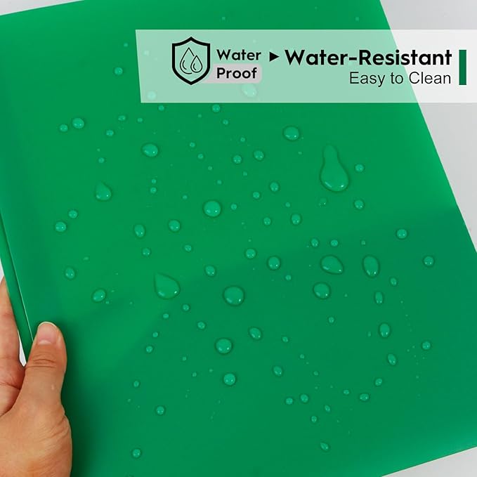 24-Pack Plastic Folders with Pockets and Prongs,2-Pocket Folders with 3 Fasteners, Holds 8-1/2" x 11" Paper for School/Office/Home, Green