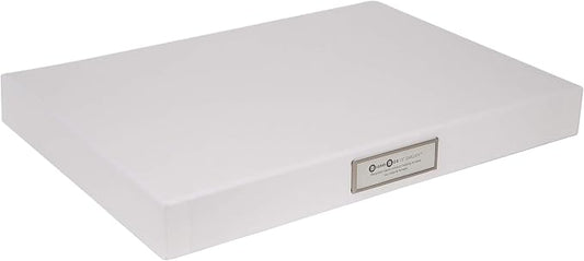Bigso Sven Fiberboard Classic Hinged Document Box - File Organizer for Important Paperwork - Document Storage Box with Hinged Lid & Metal Label Window - 1.8 in x 13.2 in x 9.3 in - White