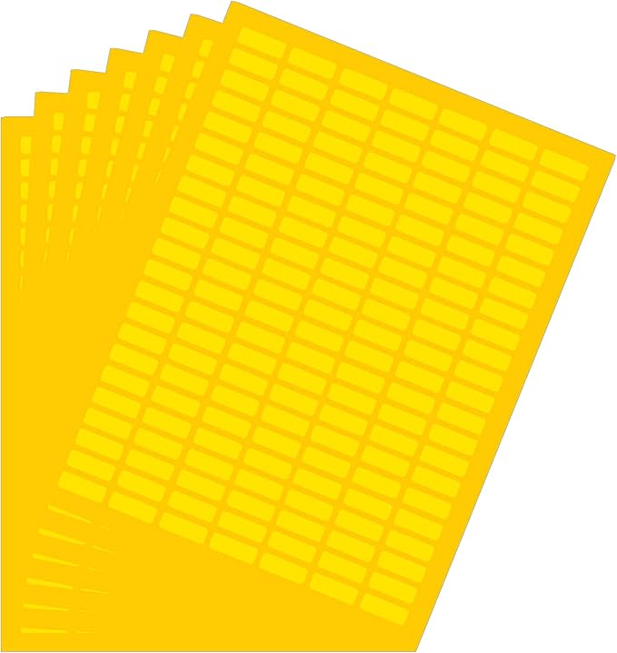 Yellow Sticker Label Sheets Bulk Printable Paper Labels 1 inch x 0.375 inch - 1540 Pack, 10 Sticker Sheets for Laser/Inkjet Printers with Template Included by Royal Green
