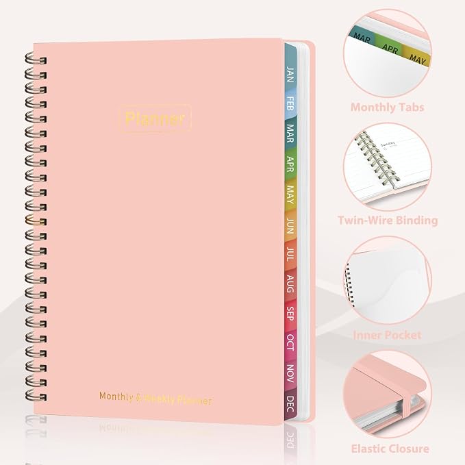 2026 Planner, 8.5" x 11" Weekly and Monthly Large Calendar Planner, Letter Size, Jan - Dec 2026, Hardcover Daily Agenda and Organizers for School Essentials & Office Supplies