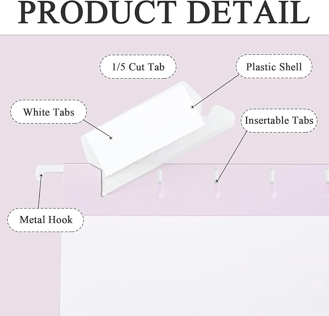 12 Pack Hanging File Folders Letter Size with 1/5 Cut Adjustable Tabs File Folder for Filing Cabinet Reinforced Hanging Folders Design for Home School Office and Medical Charts, Lilac Design