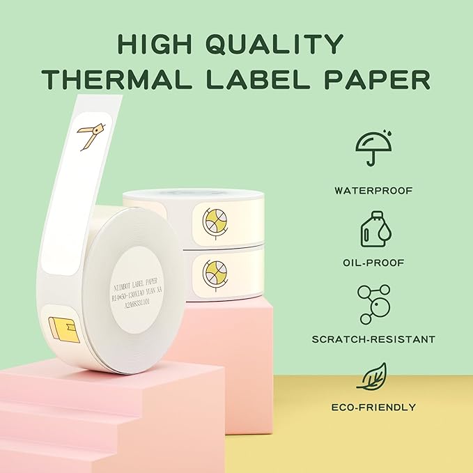 NIIMBOT D11 Label Maker Tape D110, 130 Labels/Roll, White, 14 X 50mm, Thermal Label Tape for School, Household, Office, Multi-purpose