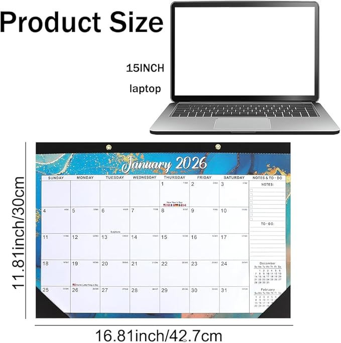 2026 Calendar, Desk Desktop Calendars 2026-2027, 18 Month from Jan 2026 - Jun 2027 Large Wall Calendar Month Planner Organizer with Corner Protectors for Home Office Teacher School Supplies 17x12 IN