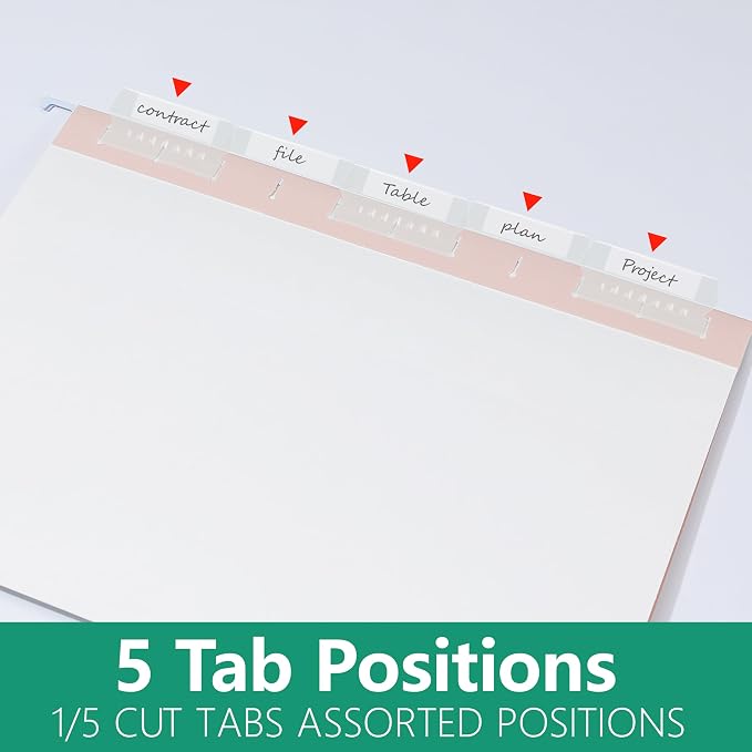pmybupo Peachy-Pink Hanging File Folders,Letter Size,1/5-Cut Adjustable Tabs,6 Per Box,-1/5 Tabs