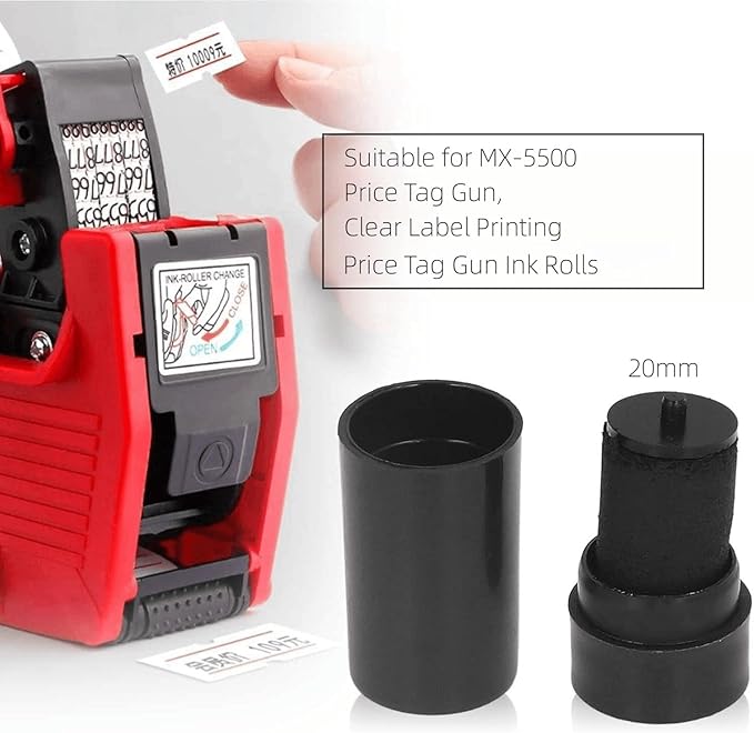 20mm Refill Ink Roll for MX500 Price Tag Gun, 10pcs Cartridge, 1 Line Price Label Gun Ink Rolls, Price Tag Tool Accessory Set