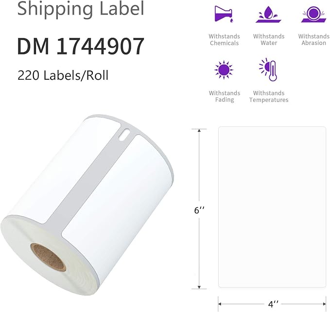 AveneMark 16 Rolls 3520 Labels Shipping Labels Compatible with Dymo Label Writer 4XL 1744907 Thermal Postage, 4"x6" Strong Adhesive & Perforated Replacement Labels for Rollo & Zebra Printers, 220/Roll