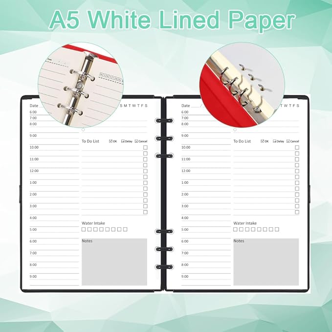(3 Pack) Undated Daily Planner Refill - A5 Planner Inserts, 300 Sheets/600 Pages, 6 Hole Refills Paper, Planners Refills for Filofax, College Ruled, 5.8 X 8.26 Inch, 6-Hole Punched, 100gsm