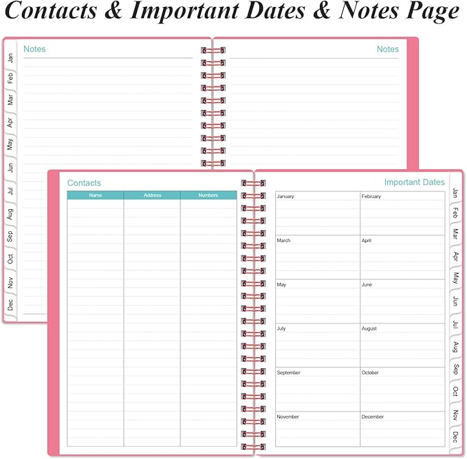 2026-2027 Monthly Planner - January 2026 - June 2027, Two Pages Per Month, 18 Monthly Calendar/Planner with Tabs, Inner Pocket, 6.4" x 8.5", Pink