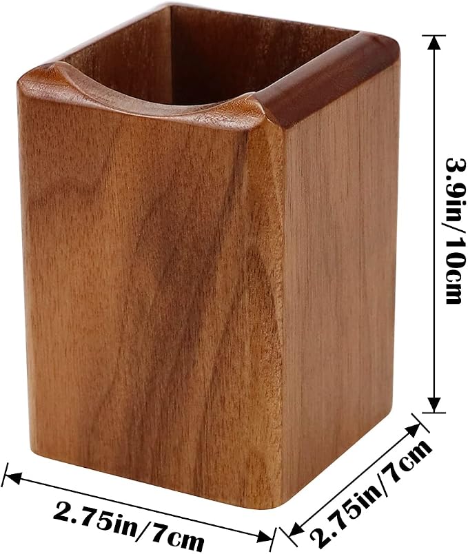 Wooden Pen Box Desktop Stationery Organizer Creative Simple Solid Natural Wood Pencil Holder for Office Supplies (Black Walnut)