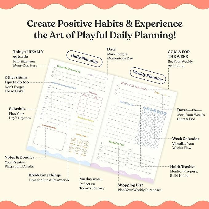 Daily Planner Organizer Notebook - To Do List 6-Month Undated Daily Planner with 180 Daily & 26 Weekly Pages - Aesthetic Checklist Notebook Planner for Passion, Goal & Work