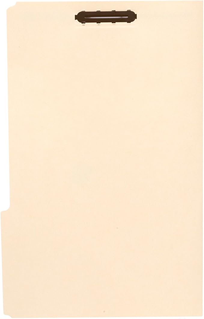50 Legal Size 1/3 Cut Fastener File Folders - Reinforced Top Tab - Durable 2 Prongs Designed to Organize Standard Legal and Medical Files, Law Office Reports - Legal Size, Manila, 50 Pack