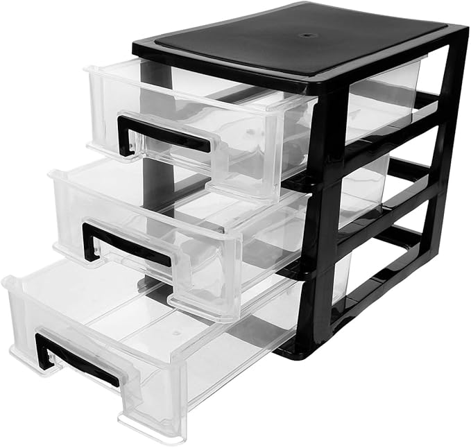 balacoo 3-Layer Transparent Drawer Storage Cabinet Portable Plastic Organizer for Desk Office and Home Multi-Functional Closet Storage Box 8.30X7.55X5.98In