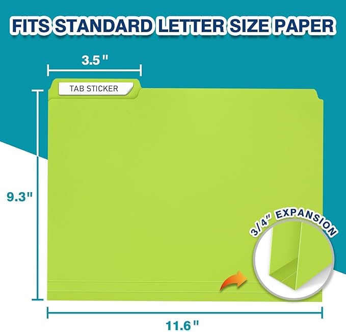 H4D 30 Pack Plastic File Folders Heavy Weight, Poly Colored File Folders 1/3-Cut Tabs with Sticky Labels, Letter Size, Assorted Colors