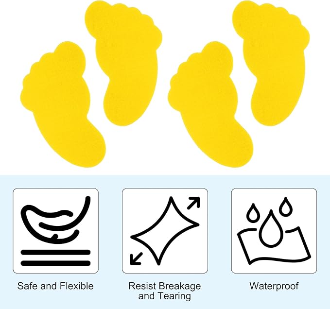 PATIKIL Foot Shaped Carpet Markers, 72pcs (36pairs) Nylon Floor Spots Markers Colorful Hook and Loop Marker Dots for Classroom Teacher Supplies, Yellow