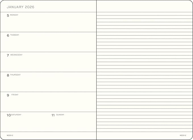 LEUCHTTURM1917 - Weekly Planner & Notebook 2026, Softcover, Medium (A5), Ruled, Black (Jan 1 - Dec 31, 2026)