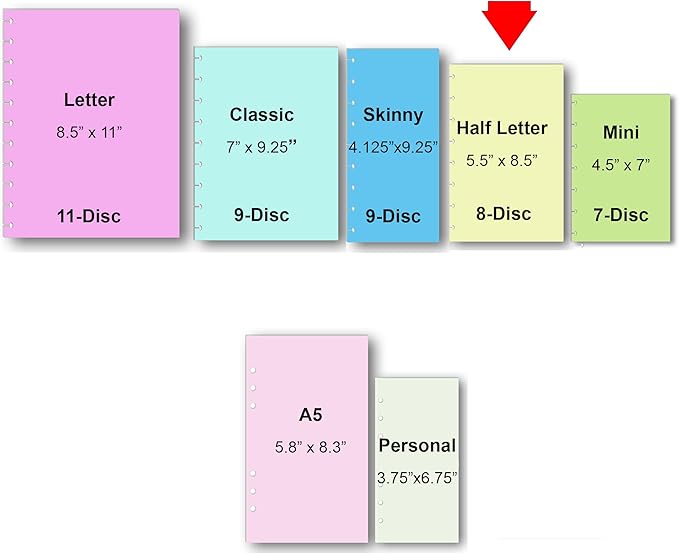 2026 Monthly Planner Calendar Refills for 7,8,9,11 Disc Mini, Classic, Skinny, Junior, Big size Discbound, Happy Planners, Loose-Leaf Inserts, 12 Month (8 Disc Junior, Minimalist)