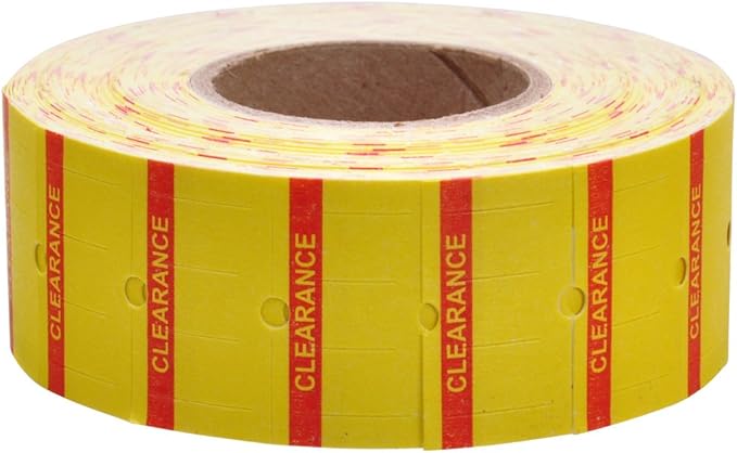 Red Reverse Print on Yellow "Clearance" Labels to fit Avery Dennison®/ Sato® M1 "Mighty One" Price Guns 16 Pack (Free Ink roll Included)