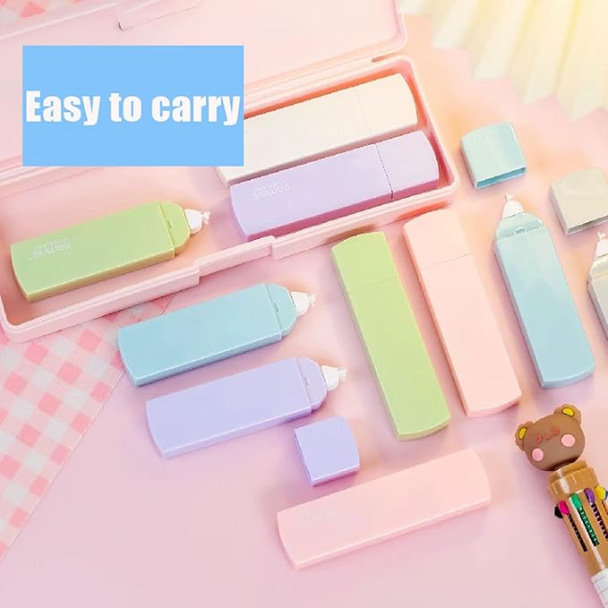 12 Pack Correction Tape,Cute White Out Tape, Store in Transparent Pouch,Easy To Use Applicator for Instant Corrections for Office and School