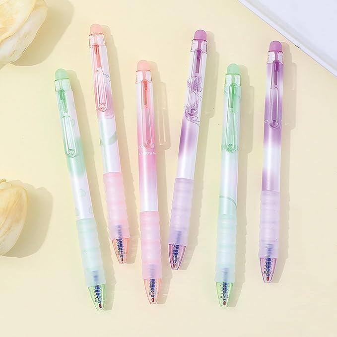 MOZXIRZ 6 Pcs Erasable Gel Ink Pens Retractable Pens 0.5mm Blue Ink Pen Office School Supplies Cute Aesthetic Pen Women (Blue Ink-Pastel)